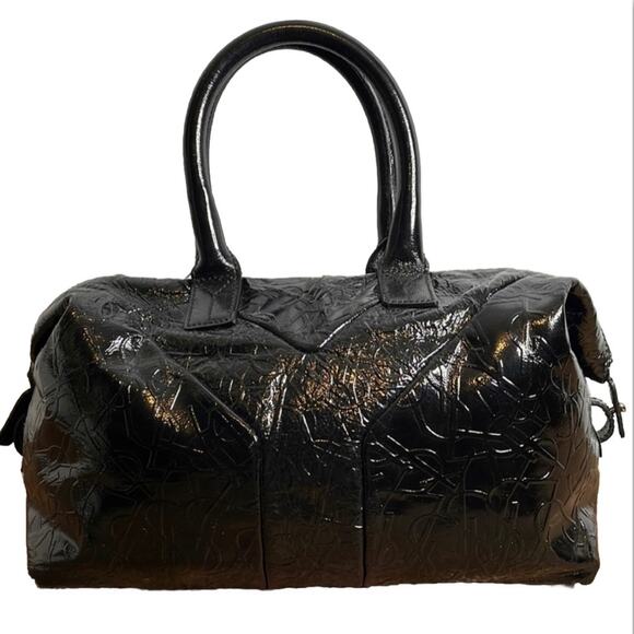 YSL Black Patent Leather Satchel Hand Bag Purse - Picture 1 of 13